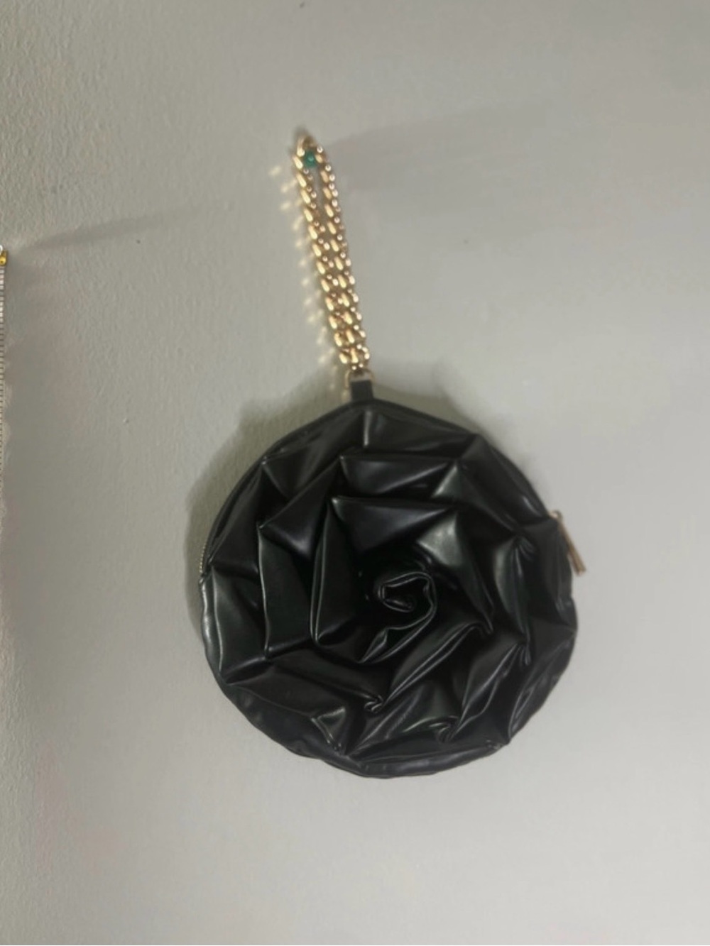 Target Black Rosette Round Wristlet with Gold Chain